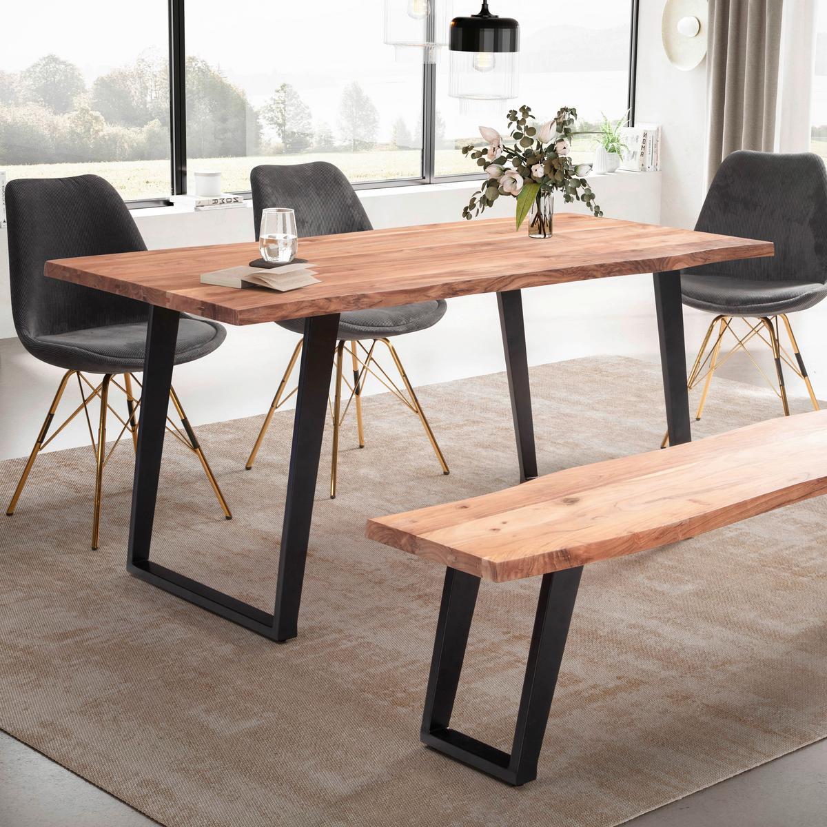 ESSTISCH WL7.256 - Schwarz/Akaziefarben, Modern, Holz/Metall (120/60/76cm) - MID.YOU