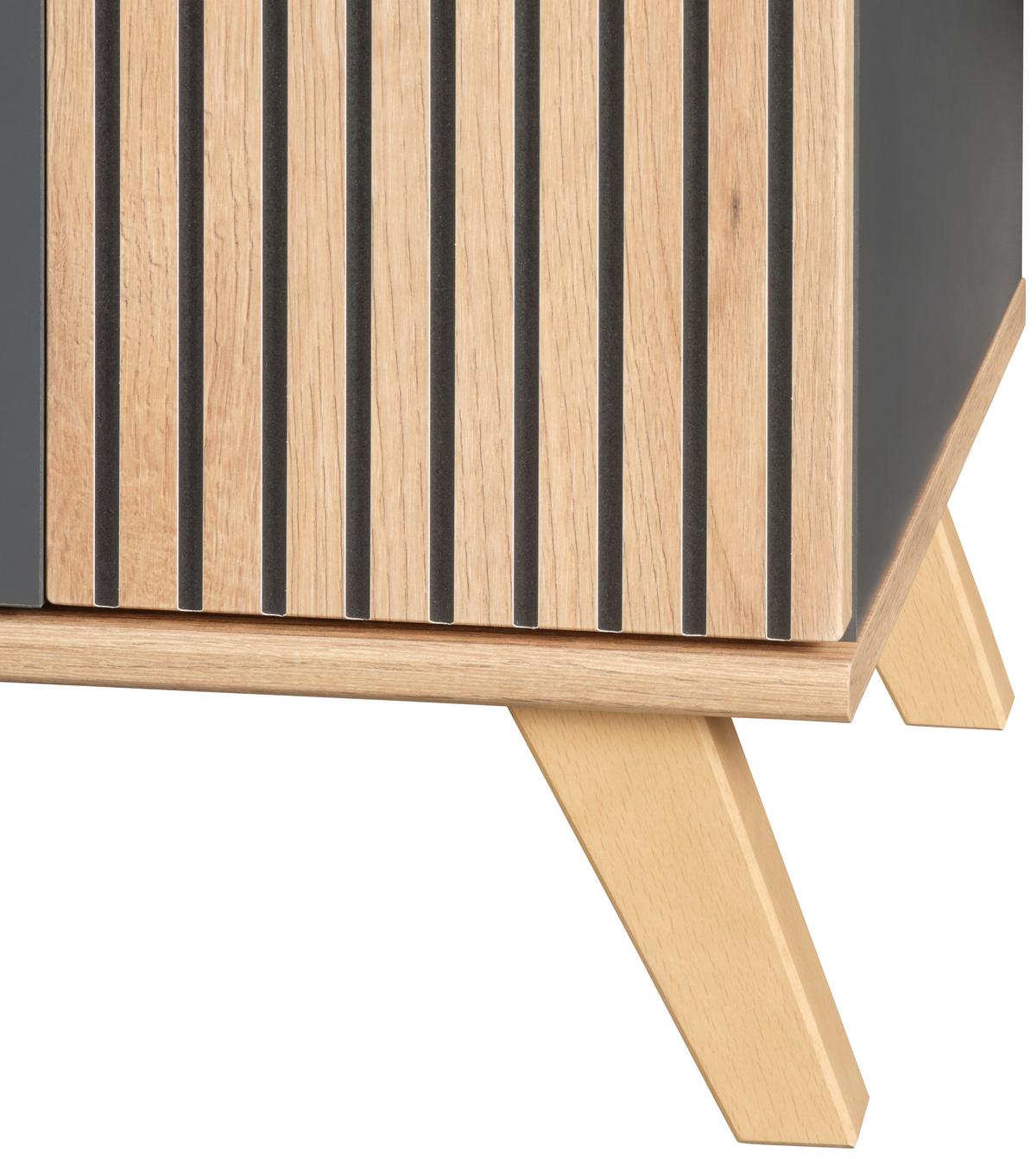 Bancă pentru hol CLEVER - culoare lemn stejar/antracit, Modern, material pe bază de lemn (90/52/38cm) - Modern Living