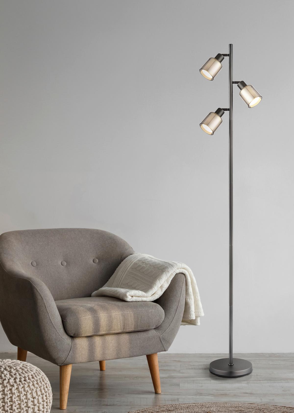 Podna Svjetiljka Villegas - bijela/crni krom, Design, staklo/metal (33/22/161cm) - Globo