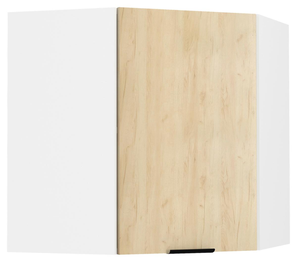 Kotna Zgornja Omarica Fasola, Bela, Hrast, Š 57cm - črna/bela, Trend, umetna masa/leseni material (57/60/57cm) - MID.YOU