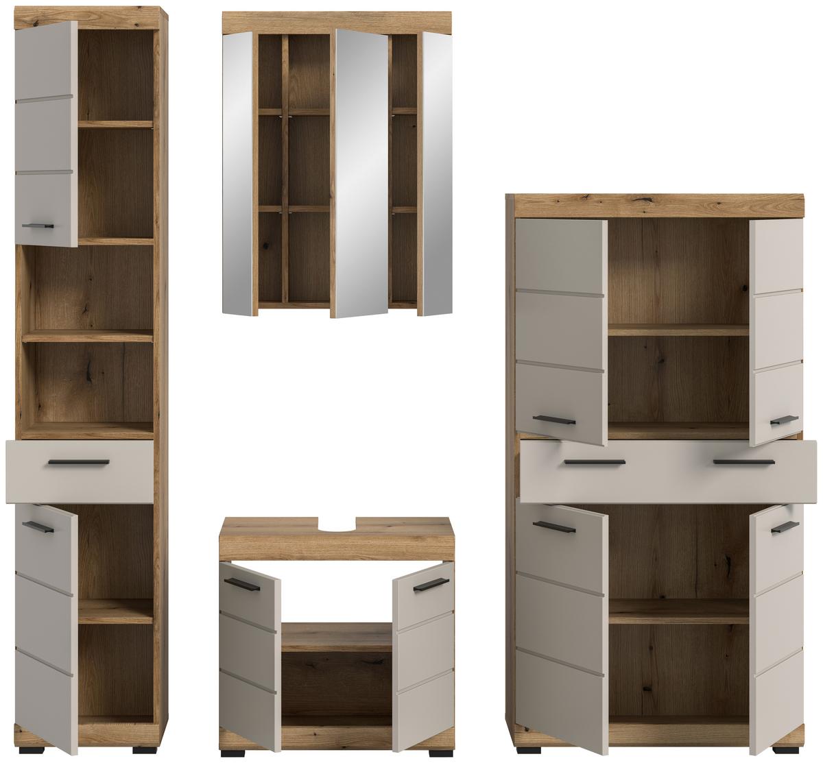 Badezimmer Scout 4-tlg. ca. 171 cm Kaschmir - Kaschmir/Schwarz, MODERN, Holzwerkstoff/Kunststoff (171cm) - MID.YOU