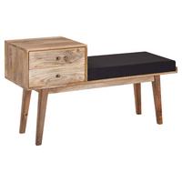 Klop Brez Naslona Wl6.485 - črna/rjava, Moderno, tekstil/les (120/65/40cm) - MID.YOU