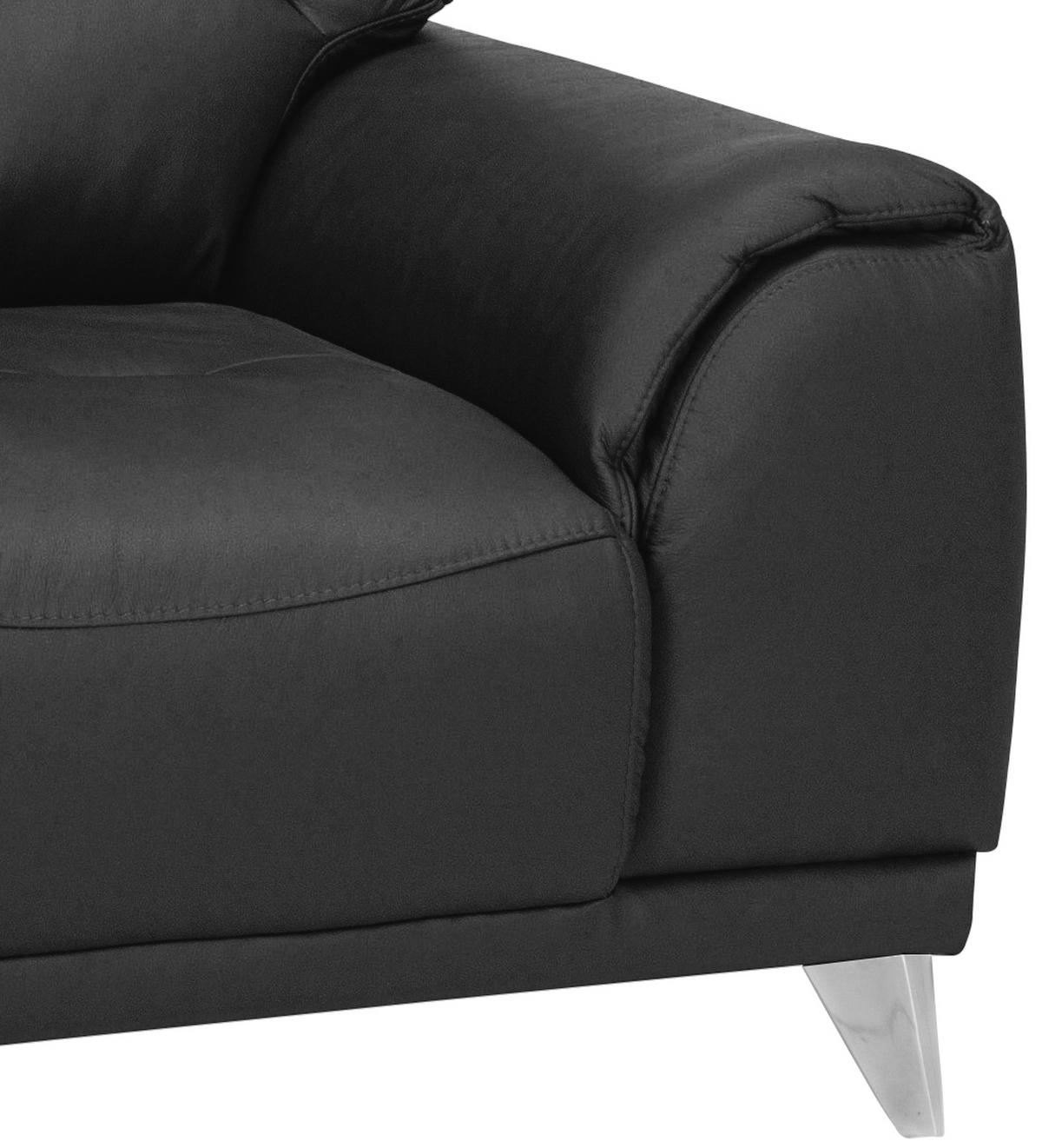 Fernsehsessel "Frisco"  , schwarz - Chromfarben/Schwarz, MODERN, Textil/Metall (112/92/96cm) - MID.YOU