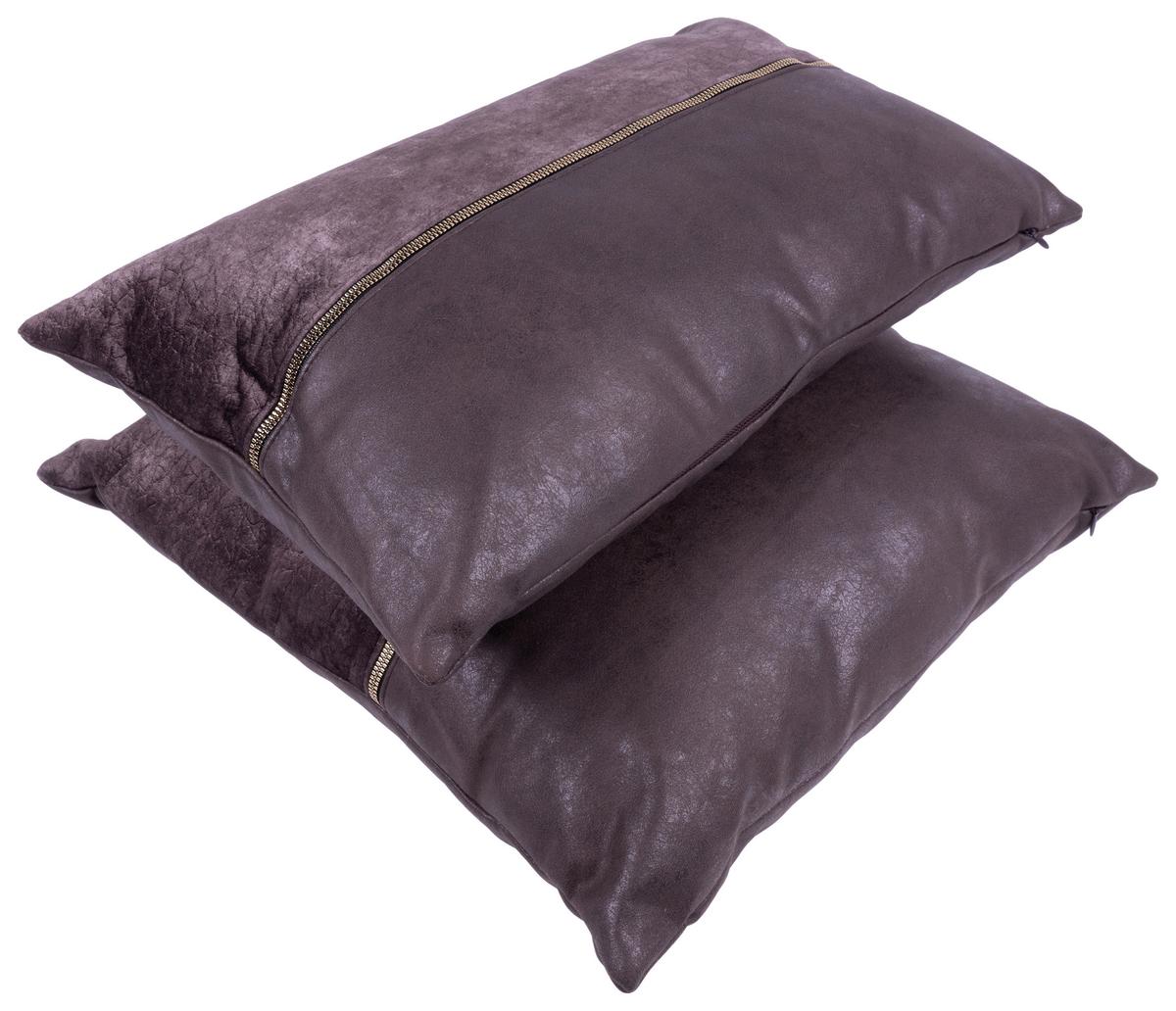 ZESTAW PODUSZEK DEKORACYJNYCH PICCO 125 2-CZĘŚCIOWY - szary/brązowy, Konventionell, tkanina (30x45/50x45cm)