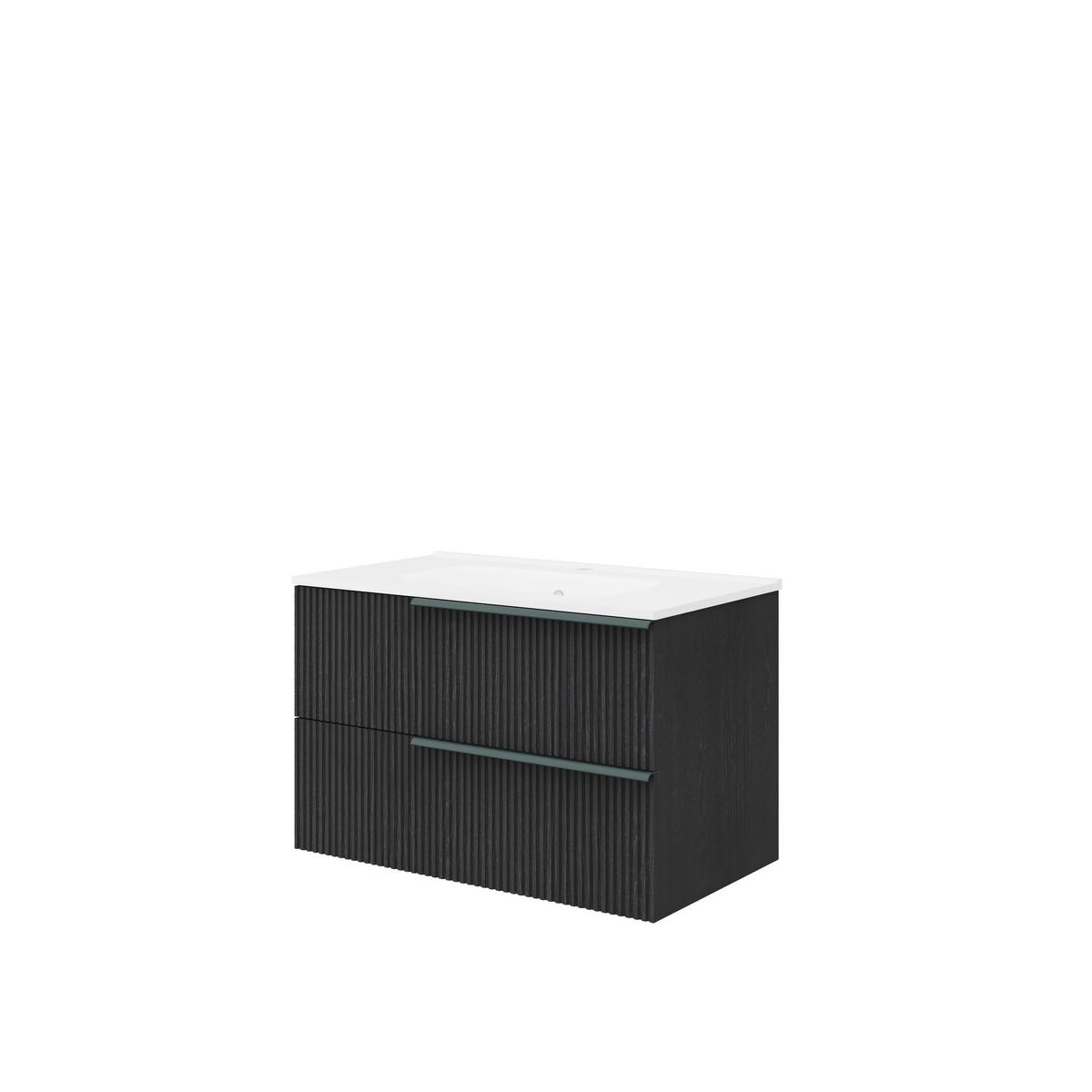 Bază cu lavoar Sidney - negru/gri, Modern, ceramică/material pe bază de lemn (81/53/46cm)