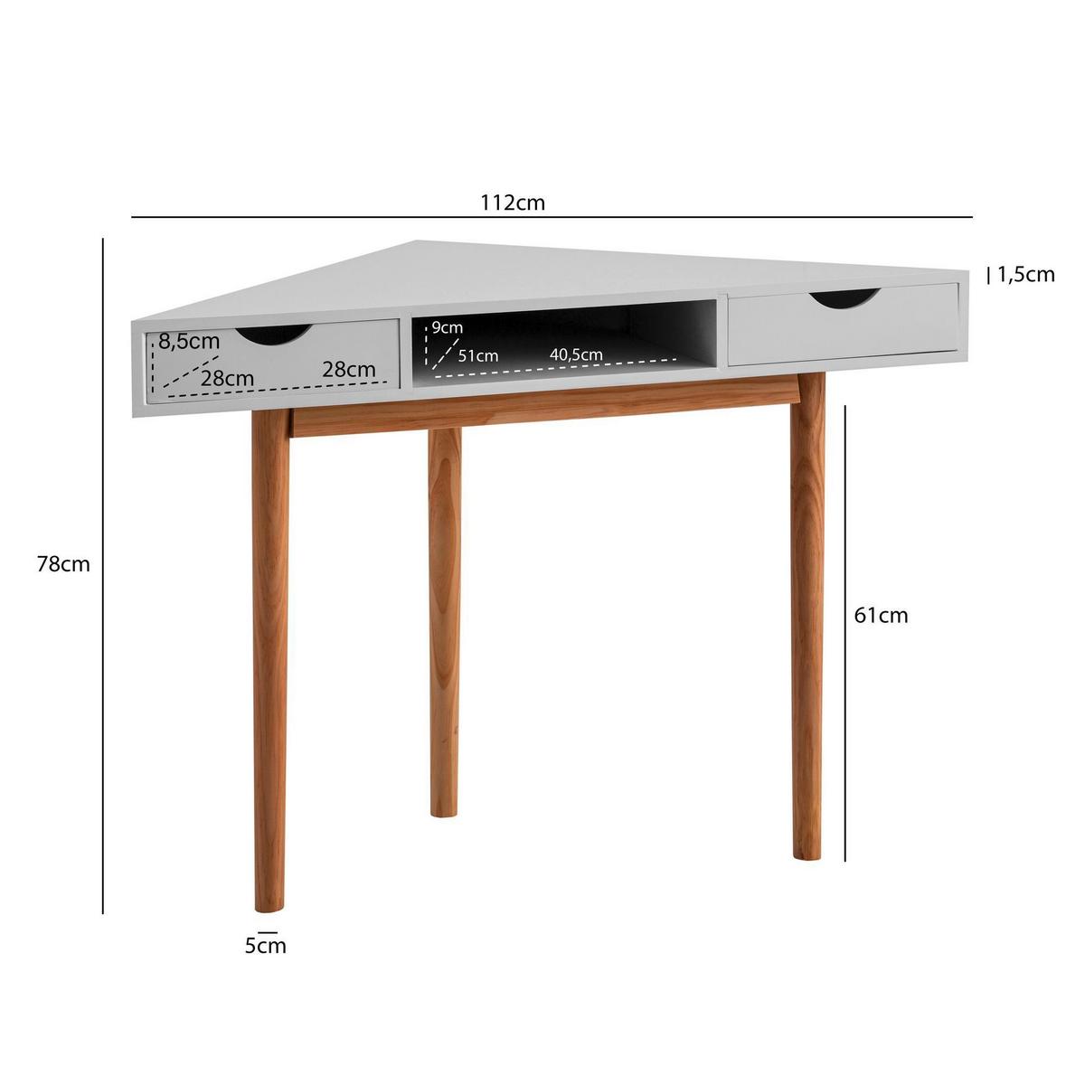ECKSCHREIBTISCH WL7.219 - Weiss/Eichefarben, Design, Holz/Holzwerkstoff (80/80/78cm) - Livetastic