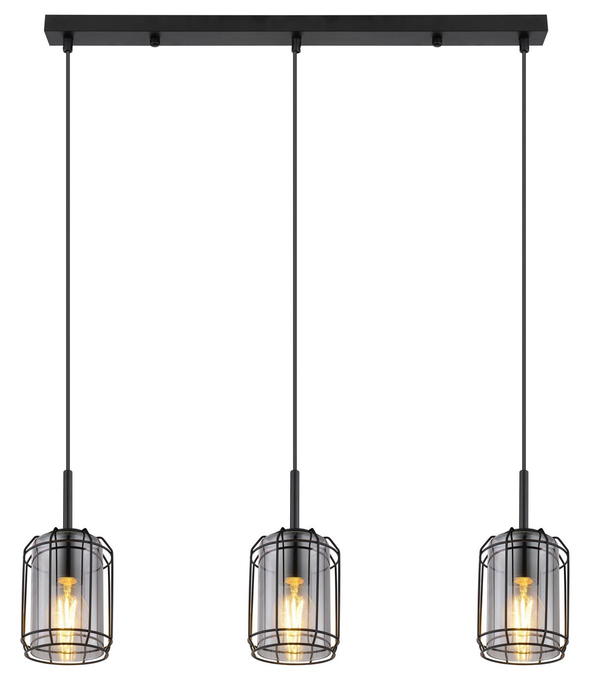 Viseča Svetilka 15559-3h - črna, Design, kovina/steklo (77/13/120cm) - Globo