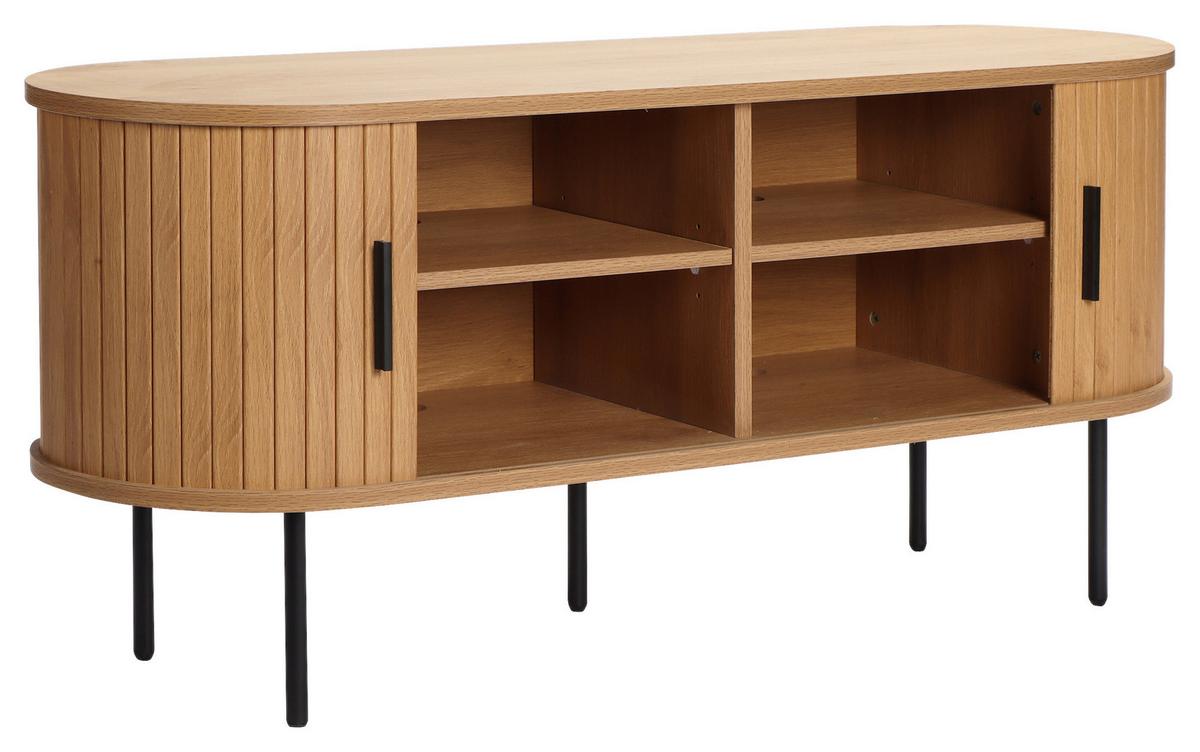 KOMODA NISKA GINI - kolor dębowy/czarny, Design, materiał drewnopochodny/metal (120/55/40cm) - Xora