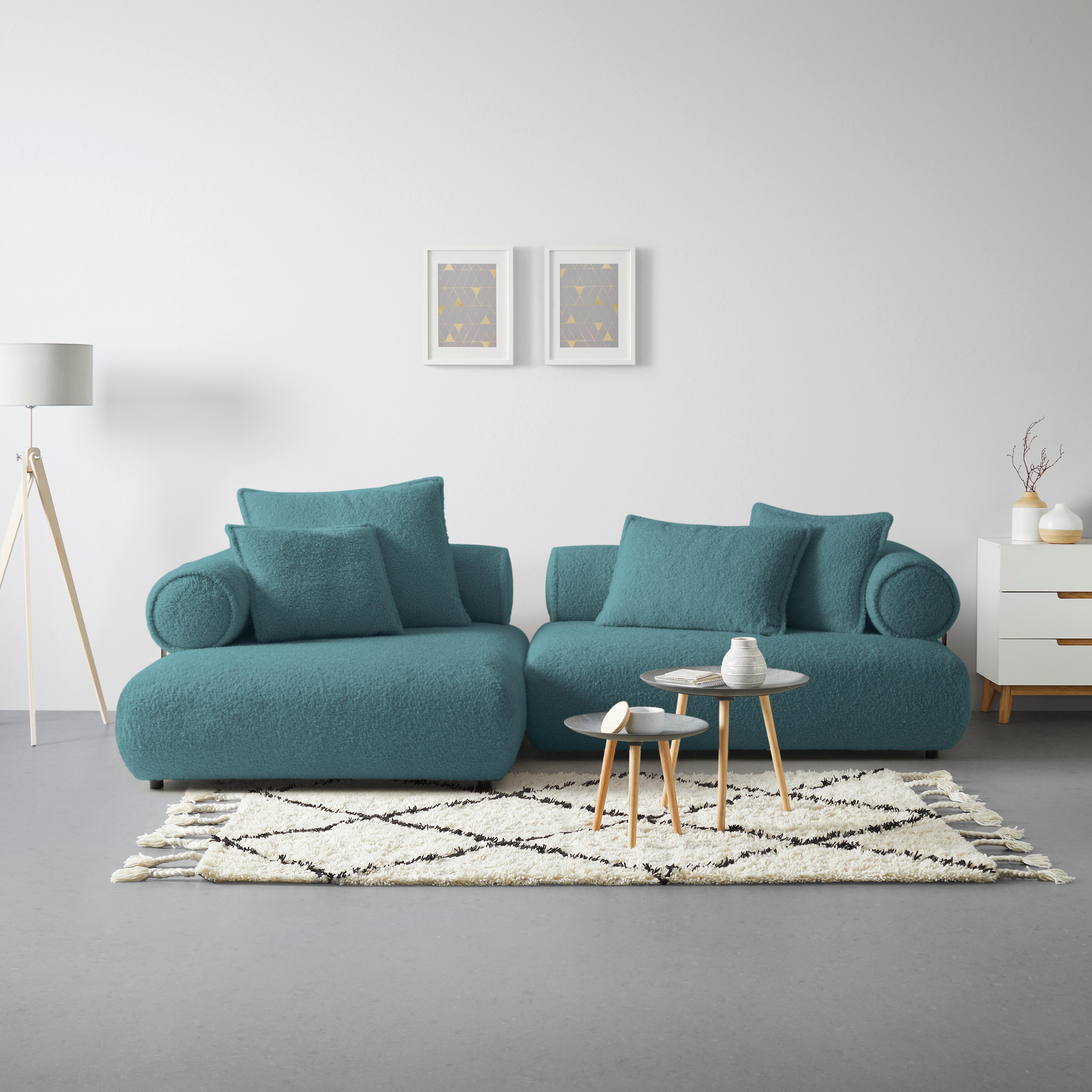 Wohnlandschaft Casimir Petrol - Petrol/Schwarz, LIFESTYLE, Kunststoff/Textil (180/310cm) - Premium Living