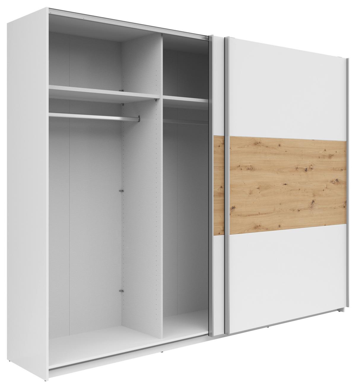 Ormar S Kliznim Vratima Saturn - bijela/srebrne boje, Konvencionalno, drvni materijal/metal (270/210/59cm) - Based