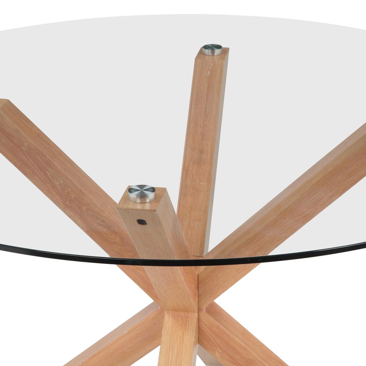 Jedilna Miza Nara, Barva Hrasta, Ø 119 - barve hrasta/prozorno, Moderno, kovina/steklo (119/75,5cm) - P & B