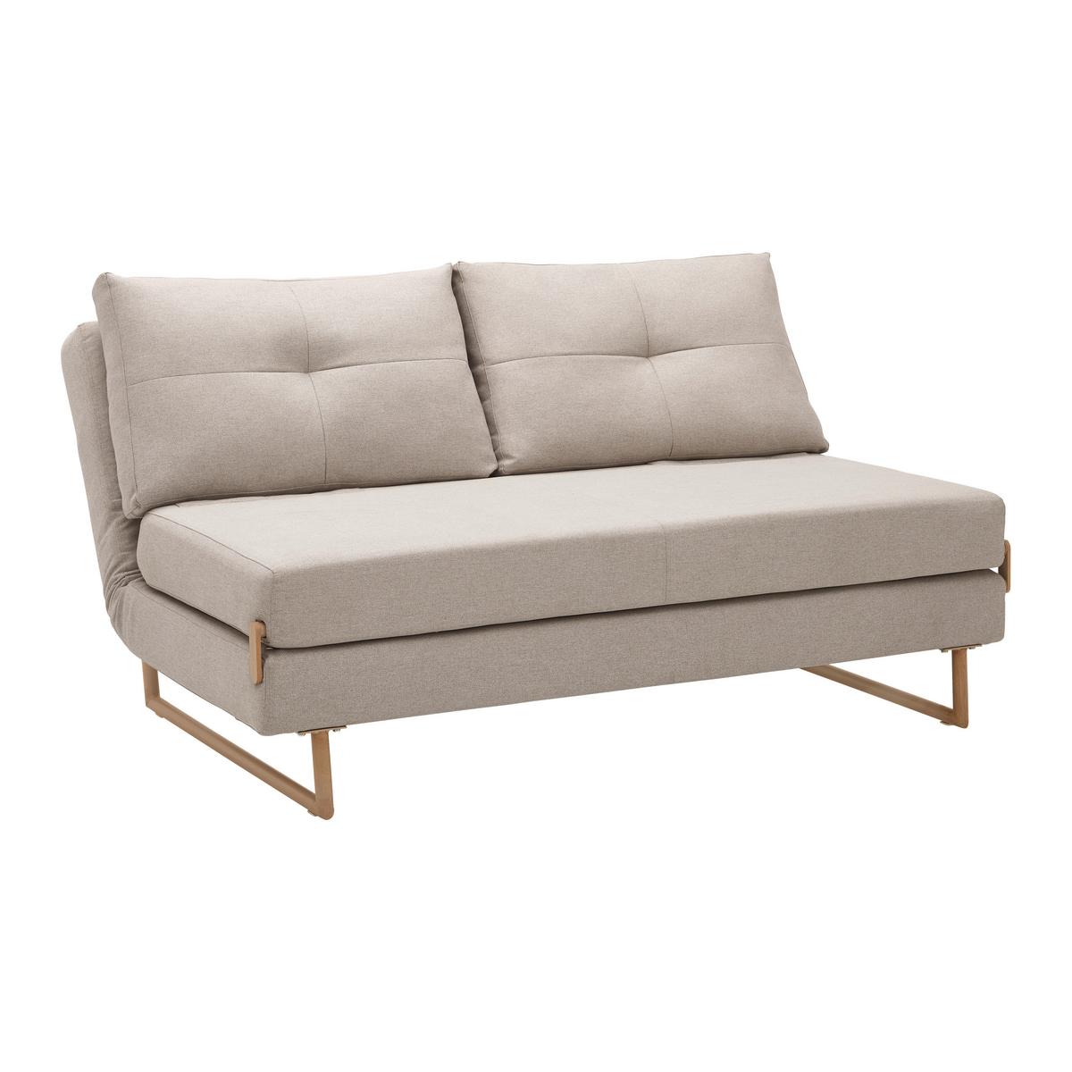 Schlafsofa "Malic", beige, Webstoff - Eichefarben/Beige, MODERN, Textil/Metall (150/84/90cm) - Bessagi Home