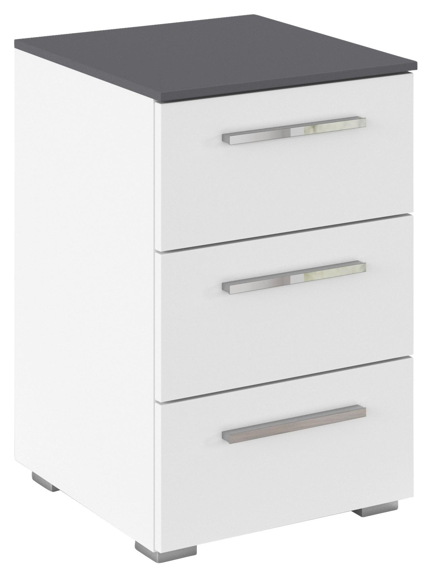 Nachttisch Caspio Weiß - Chromfarben/Weiß, KONVENTIONELL, Holzwerkstoff/Metall (40/61/42cm) - Premium Living