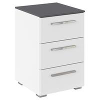 Nachttisch Caspio Weiß - Chromfarben/Weiß, KONVENTIONELL, Holzwerkstoff/Metall (40/61/42cm) - Premium Living