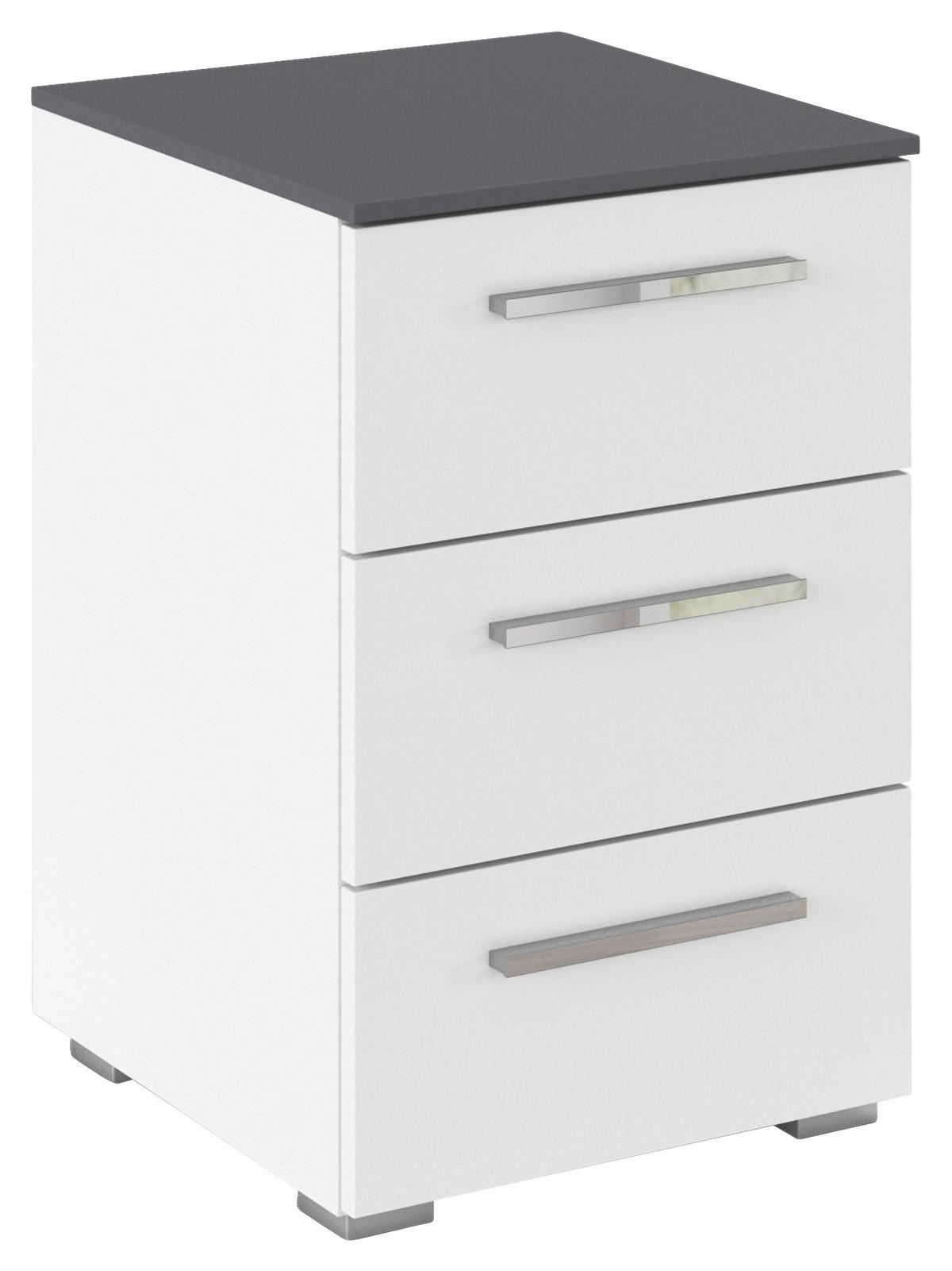 Nachttisch Caspio Weiß - Chromfarben/Weiß, KONVENTIONELL, Holzwerkstoff/Metall (40/61/42cm) - Premium Living