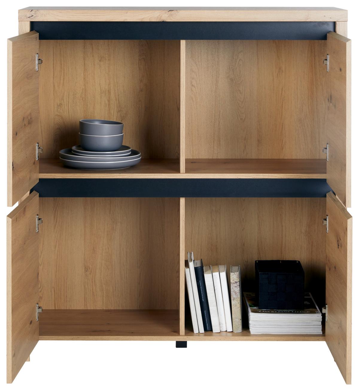 Kommode in Eichefarben - Schwarz/Eiche Artisan, MODERN, Holzwerkstoff (105/112/40cm) - Mömax