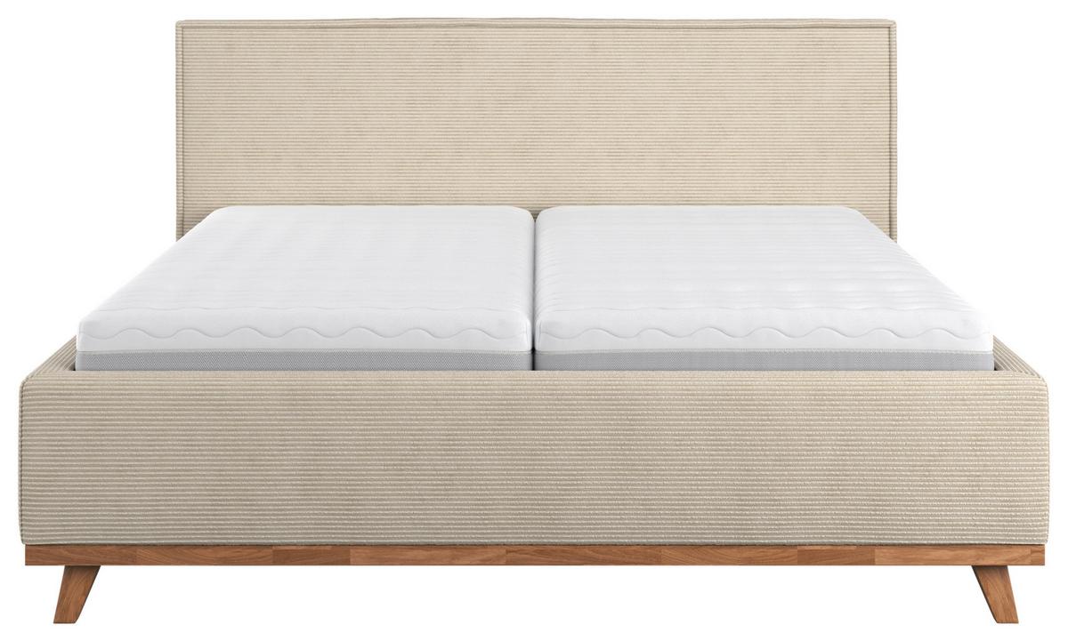 Kárpitos Ágykeret Ágyráccsal Emily - bézs, Modern, műanyag/faalapú anyag (180/200cm)