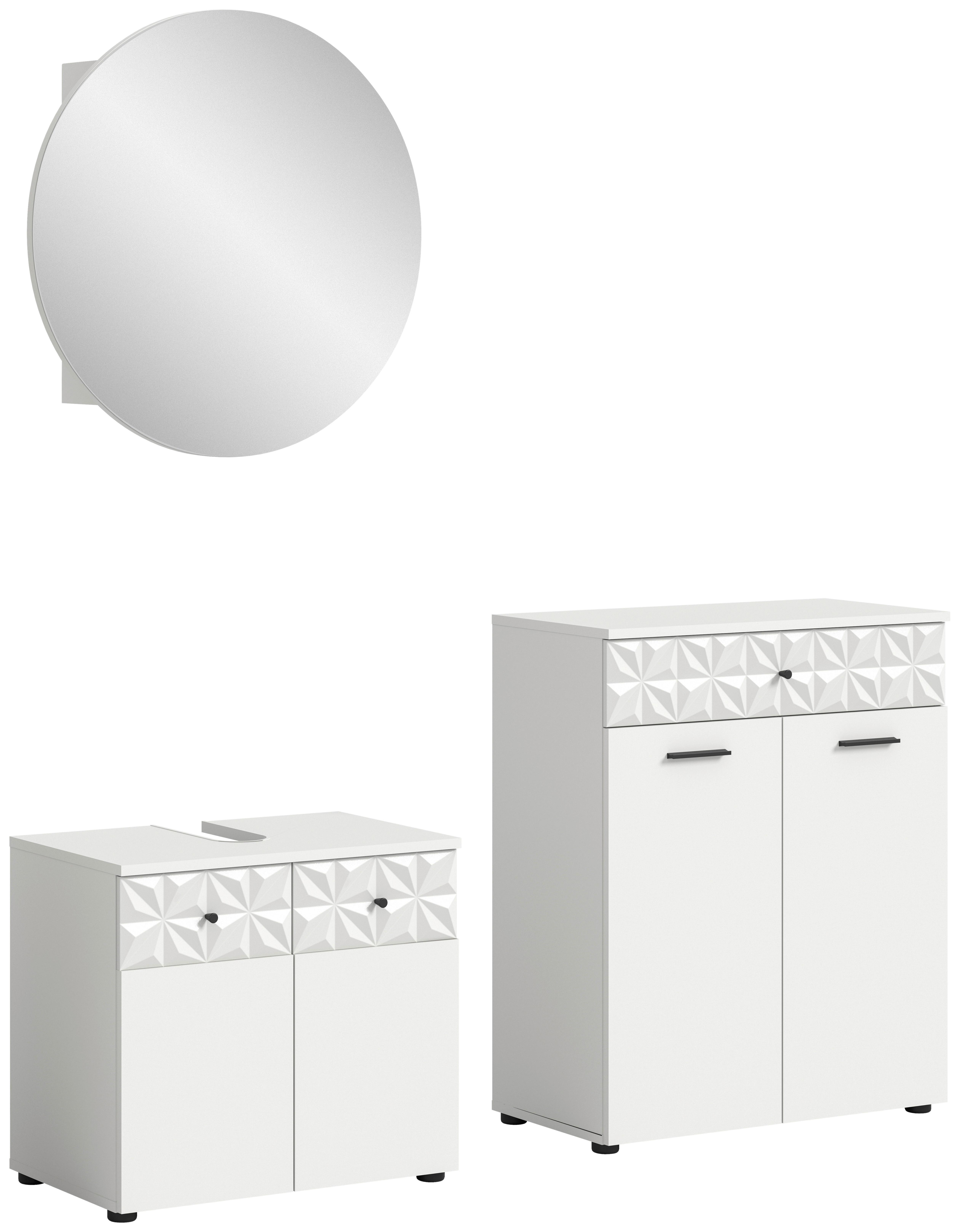 Kopalnica Prisma, Bela, 3-Delni Set - črna/bela, Moderno, kovina/umetna masa (130cm) - MID.YOU