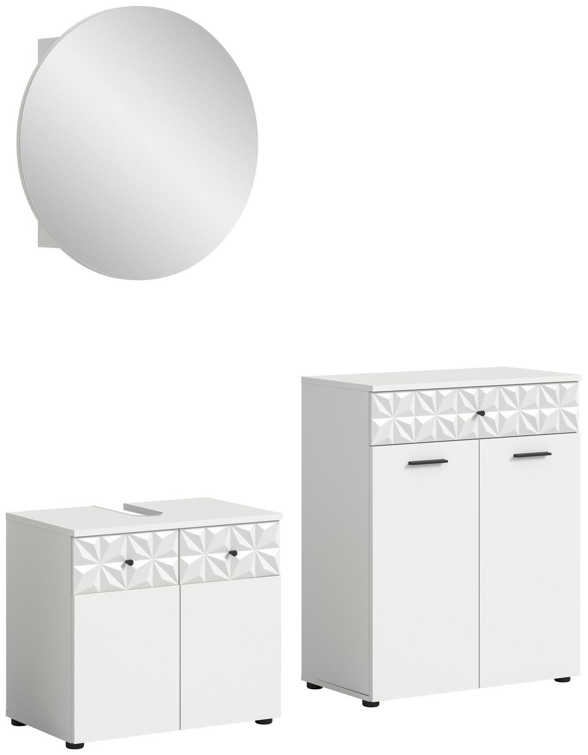 Kopalnica Prisma, Bela, 3-Delni Set - črna/bela, Moderno, kovina/umetna masa (130cm) - MID.YOU