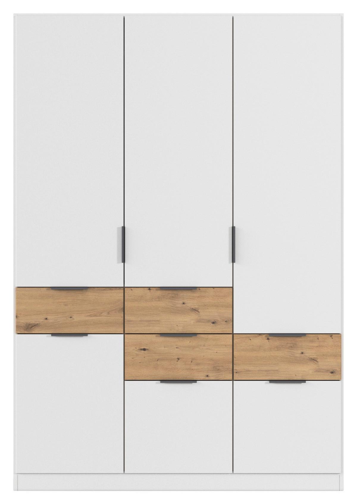 Omara S Klasičnimi Vrati Luca, Bela, Barva Hrasta - siva/bela, Konvencionalno, kovina/leseni material (136/197/54cm) - Xora