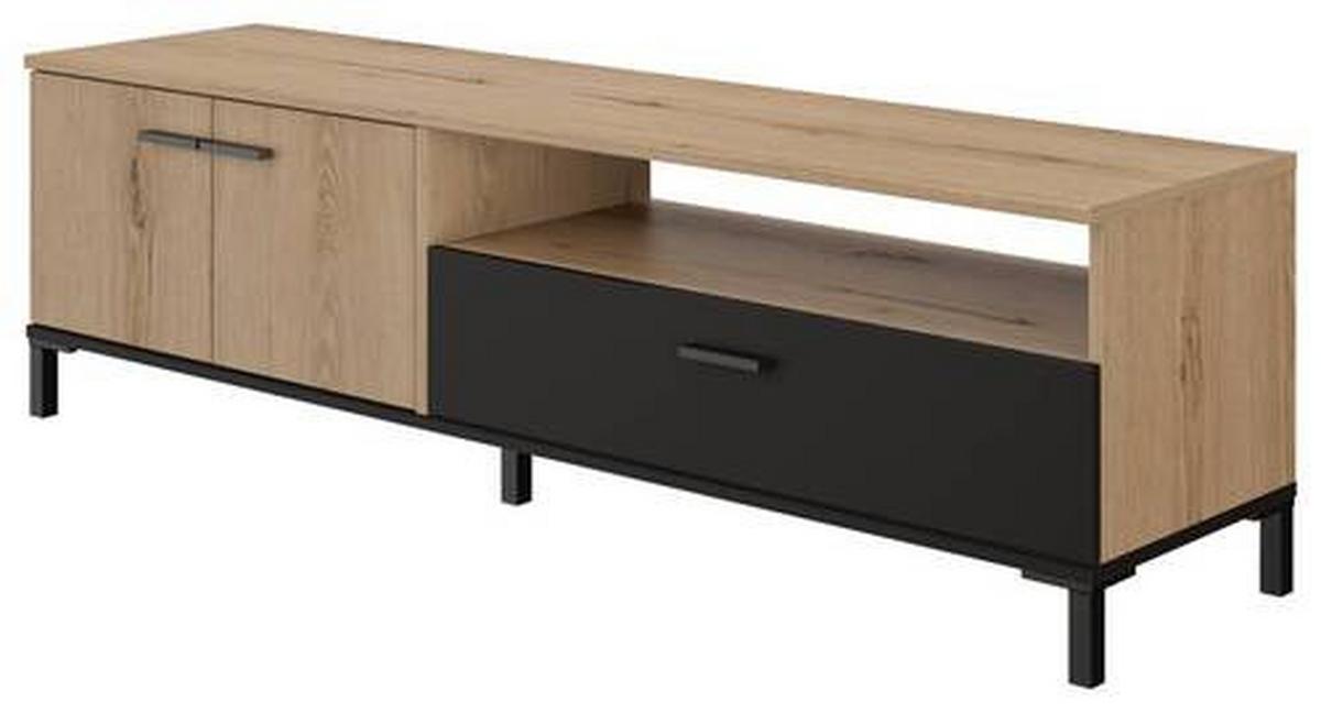 Tv-element Trust, Črna, Barva Hrasta - črna/barve hrasta, Moderno, umetna masa/leseni material (160/47/40cm) - MID.YOU