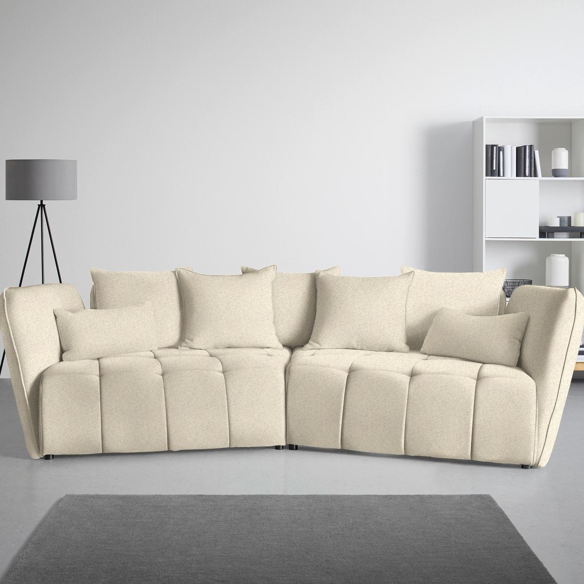 Boxspringsofa Sofi Creme - Creme/Schwarz, MODERN, Textil (294/93/152cm) - Premium Living