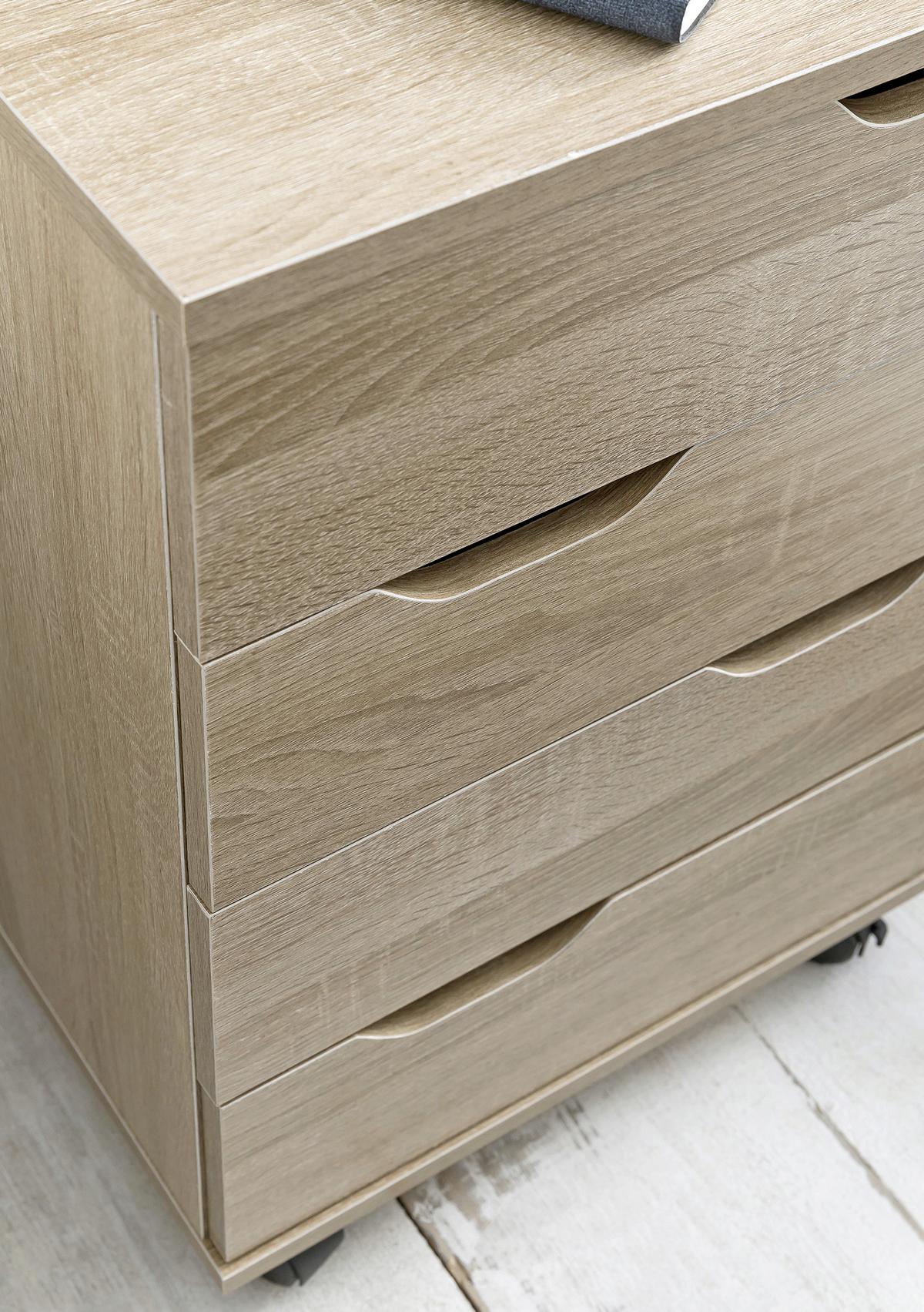 Predalnik Na Kolescih Rollcontainer - barve hrasta, Moderno, umetna masa/leseni material (40/60/40cm) - MID.YOU