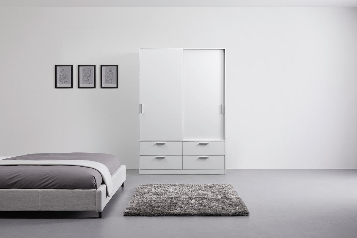 Omara Z Drsnimi Vrati Mika, Bela, Š. 140 Cm - barve kroma/bela, Konvencionalno, umetna masa/leseni material (140/205/60cm) - Mömax