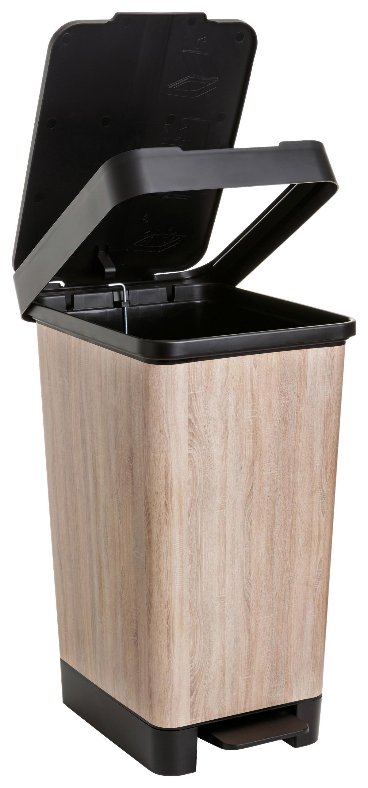 Treteimer Style Schwarz/Kirschbaumfarb ca. 25l - Kirschbaumfarben/Schwarz, MODERN, Kunststoff/Metall (26/36/47cm) - Mömax