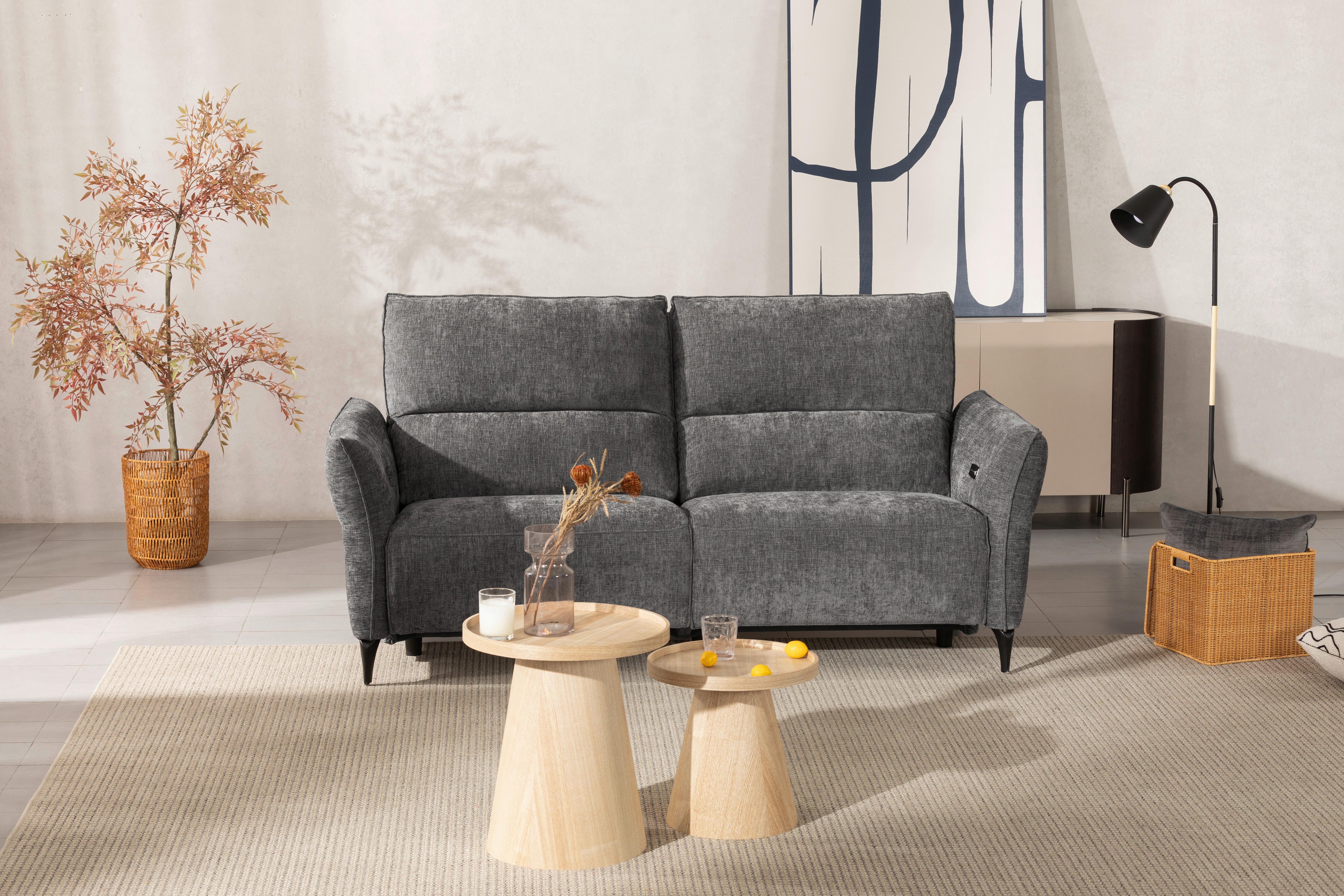 2-Sitzer-Sofa Cape Town Dunkelgrau - Dunkelgrau/Schwarz, MODERN, Holz/Textil (200/98/93cm) - Mömax