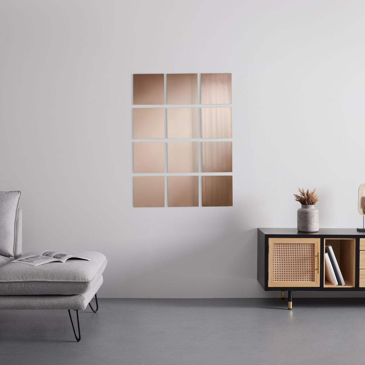 Spiegelfliesenset Tail Bronze 12er Set - Bronzefarben, Basics, Glas (15/15cm) - Mömax