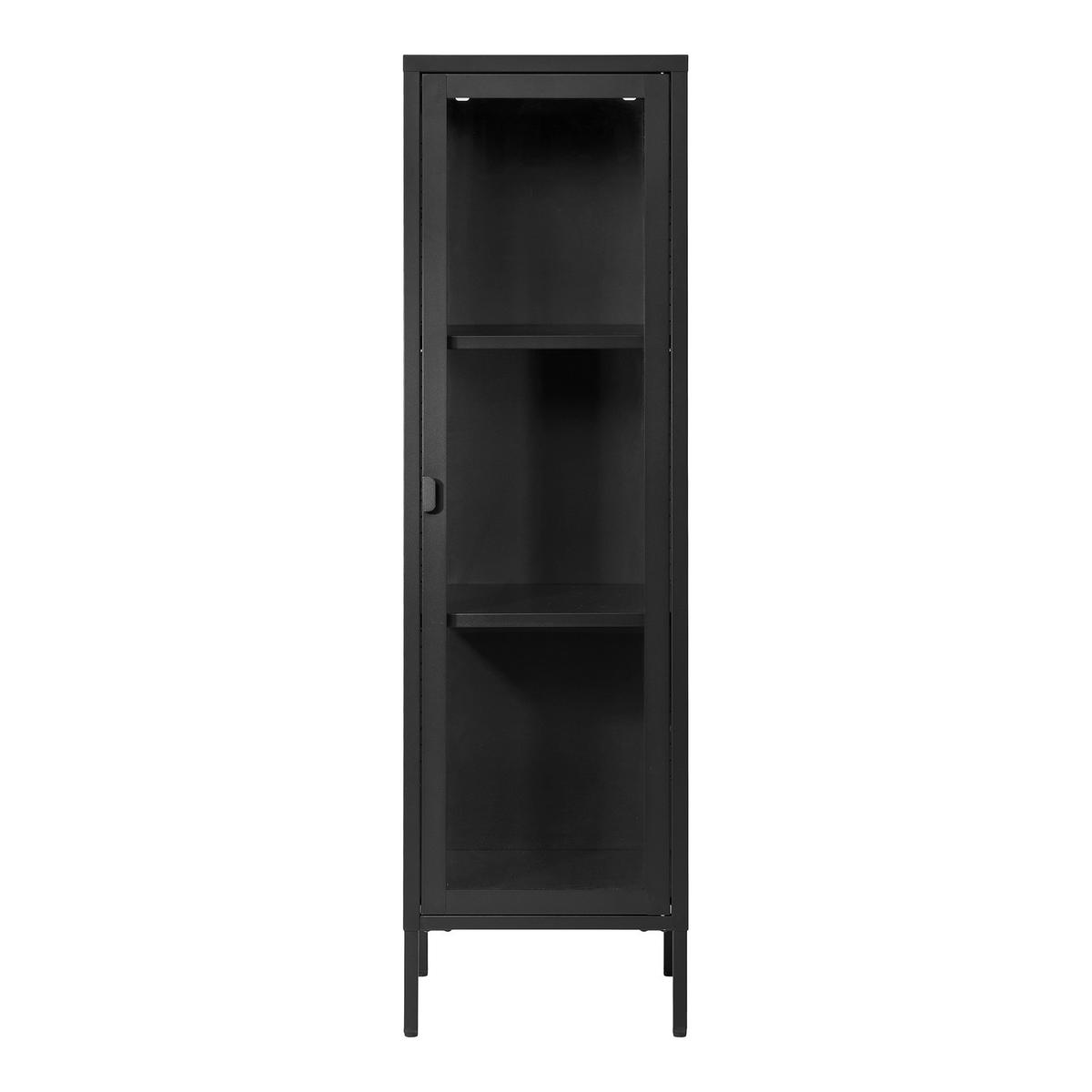 Vitrine Brisbane Schwarz - Transparent/Schwarz, Design, Glas/Metall (35/140/40cm) - MID.YOU