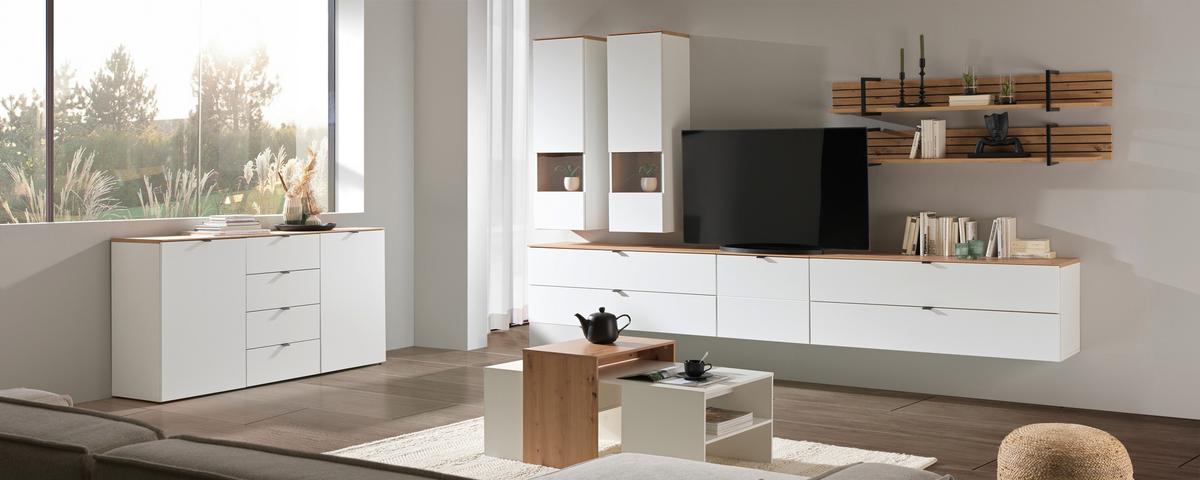 SZAFKA RTV DIANA   -HOM IN- - czarny/biały, Modern, materiał drewnopochodny/metal (140/62/44cm) - Hom`in