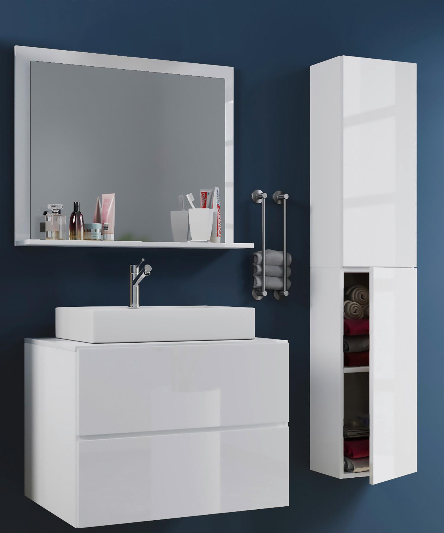 Stensko Ogledalo Lendas, Bela - bela, Moderno, leseni material (60/65/16,6cm) - MID.YOU