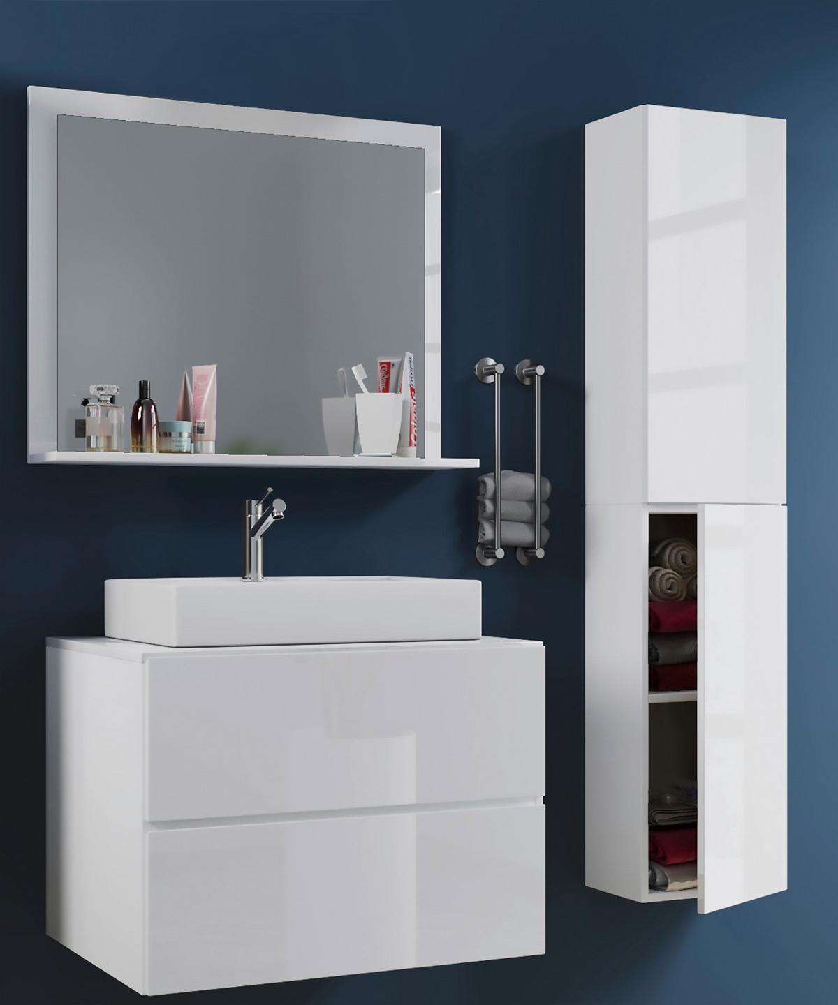 Stensko Ogledalo Lendas, Bela - bela, Moderno, leseni material (60/65/16,6cm) - MID.YOU