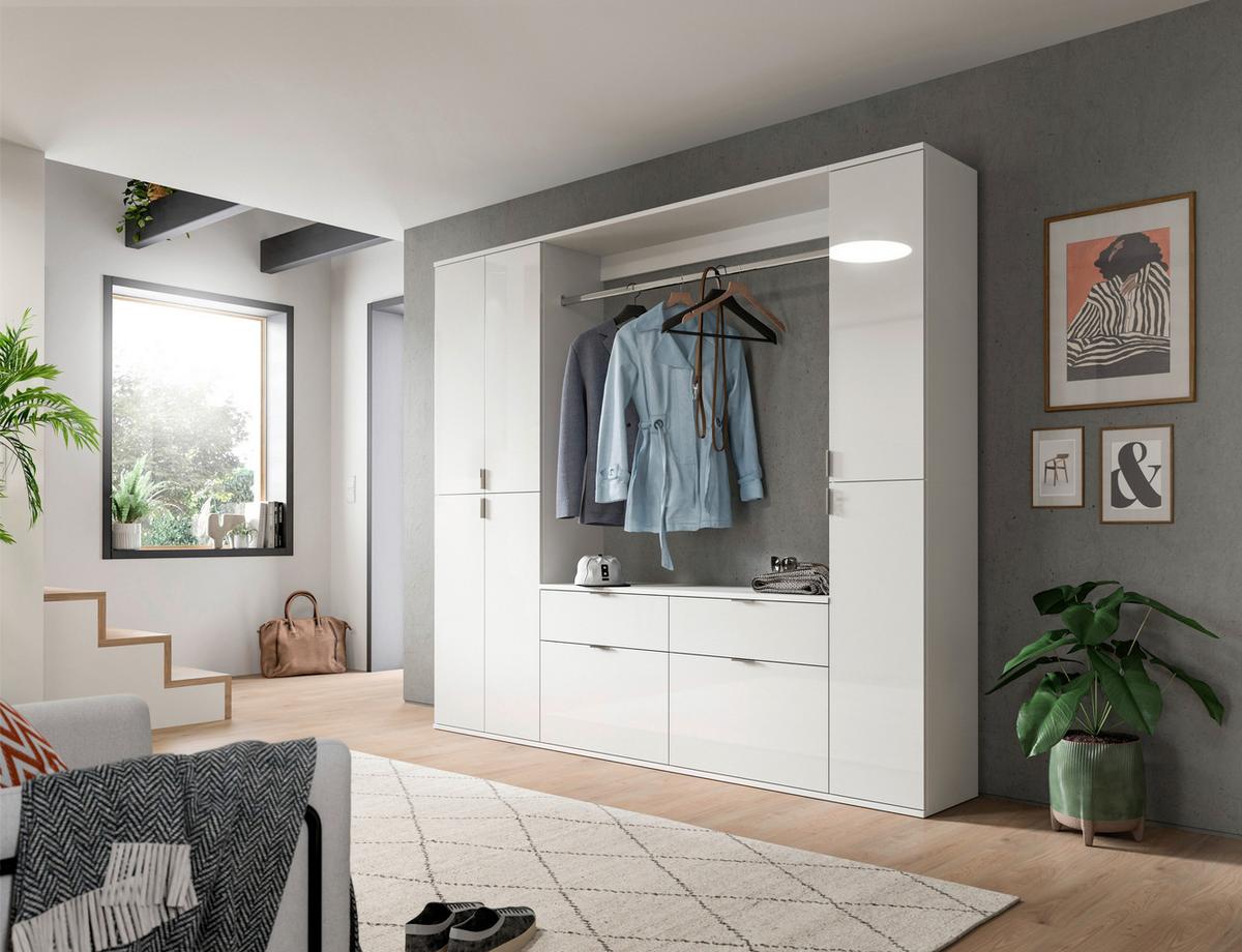 Garderobe Projekt X ca. 212x193 cm Weiß - Weiß Hochglanz, MODERN, Holzwerkstoff (212/193/34cm) - MID.YOU