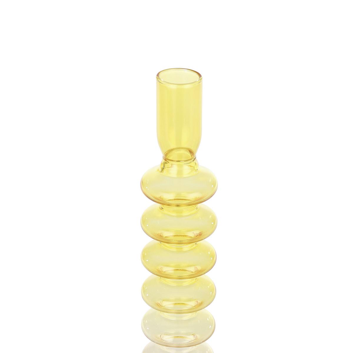 Stabkerzenhalter Molume Gelb/Pink - Pink/Gelb, LIFESTYLE, Glas (9/29,5cm)