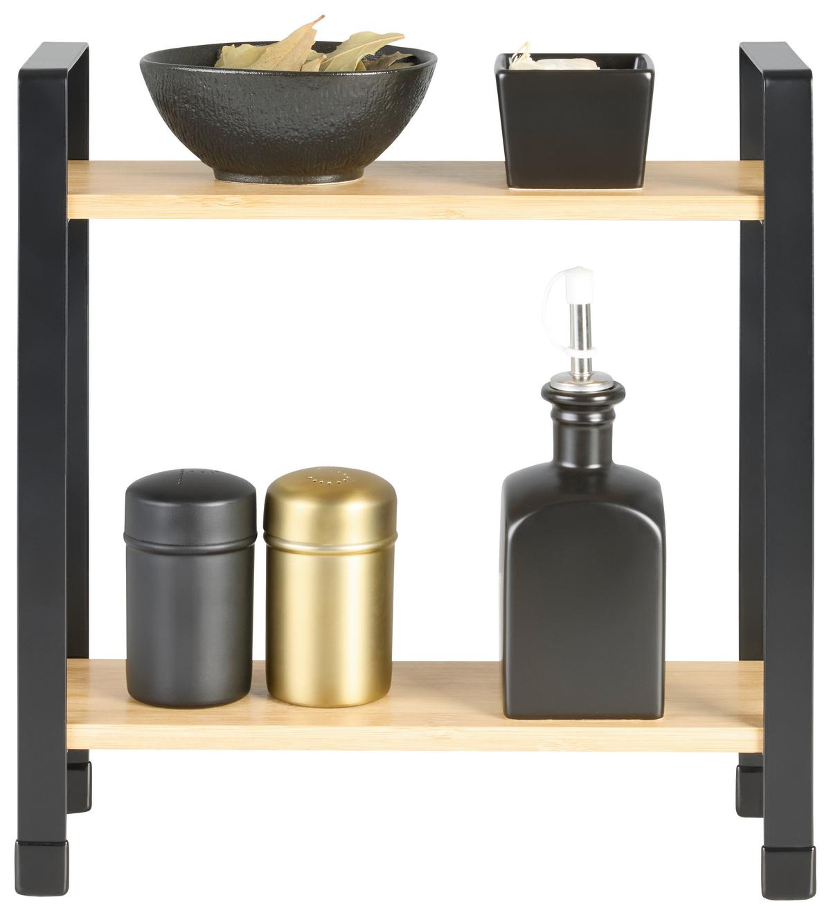 Küchenregal Rita 2 Naturfarben/Schwarz - Schwarz/Naturfarben, Modern, Naturmaterialien/Metall (32/33/11cm) - Mömax