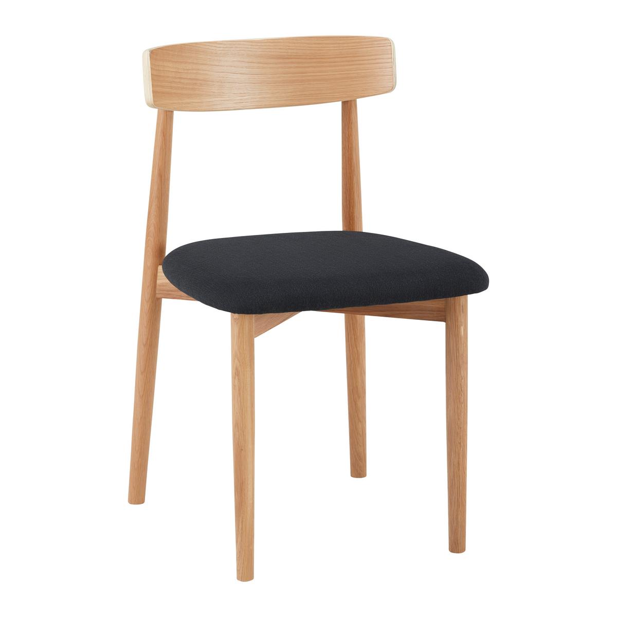 Stuhl Noah Schwarz/Natur Webstoff/Echtholz Gepolstert - Schwarz/Naturfarben, MODERN, Holz/Textil (47/78/51cm) - Bessagi Home