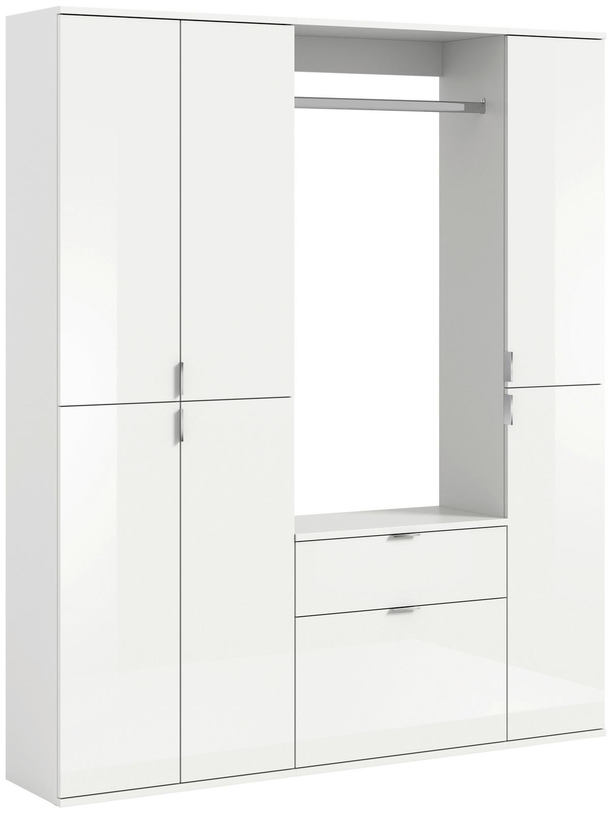 Garderobe Projekt X ca. 152x193 cm Weiß - Weiß Hochglanz, MODERN, Holzwerkstoff (152/193/34cm) - MID.YOU