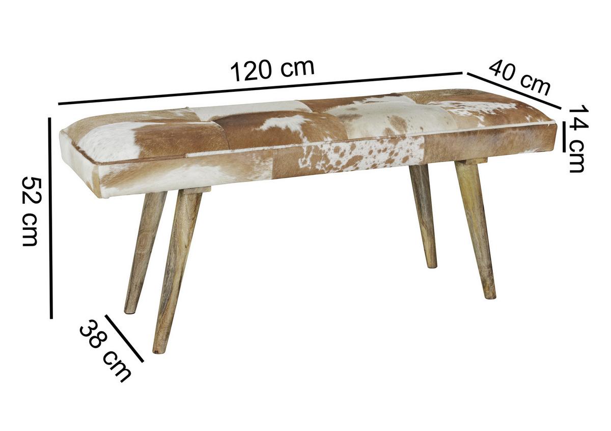 Klop Brez Naslona Wl5.103 - bela/rjava, Natur, les/krzno (120/52/40cm) - MID.YOU