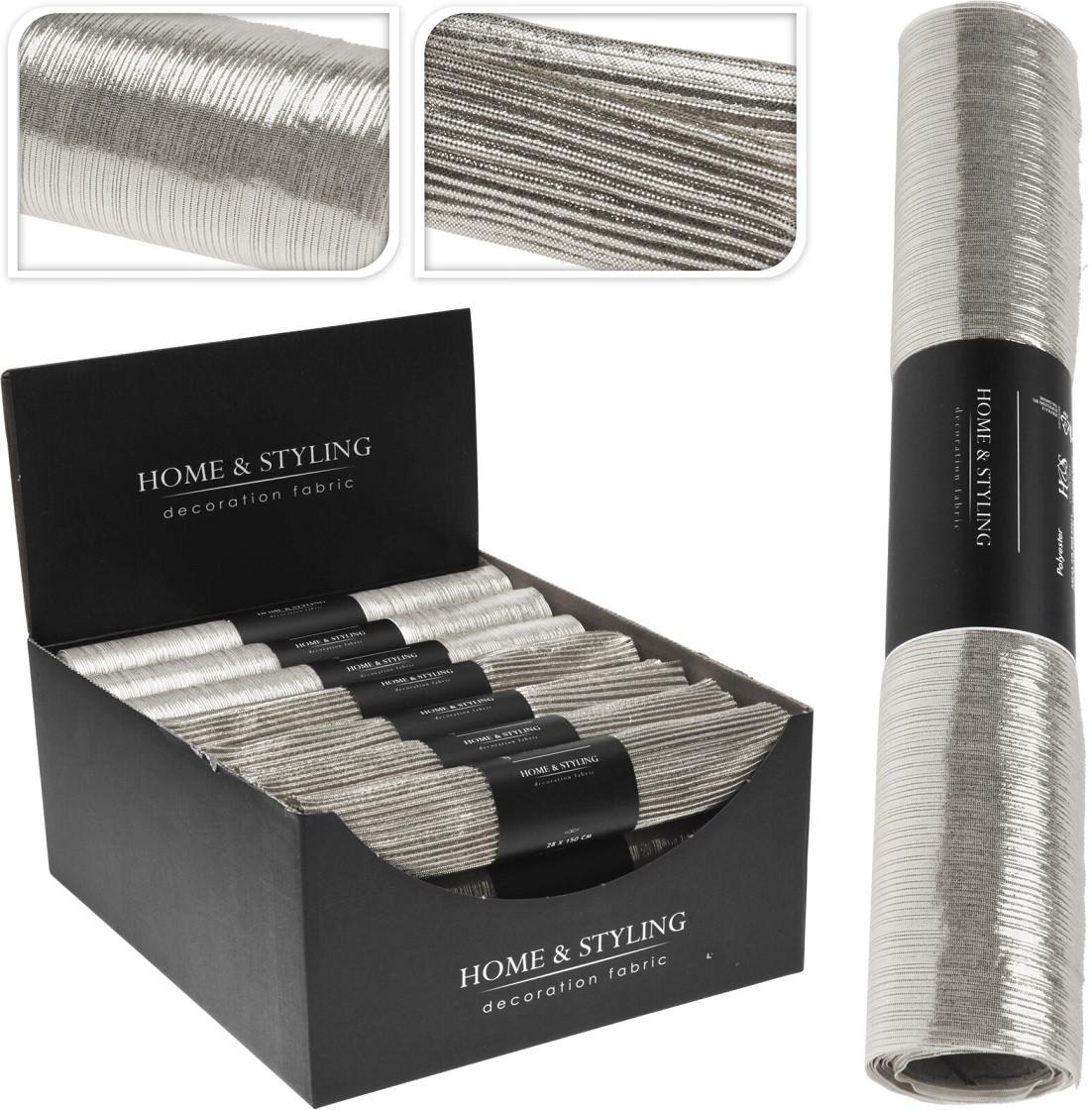 Traversă de masă Crinkel - argintiu, Konventionell, textil (150/28cm)
