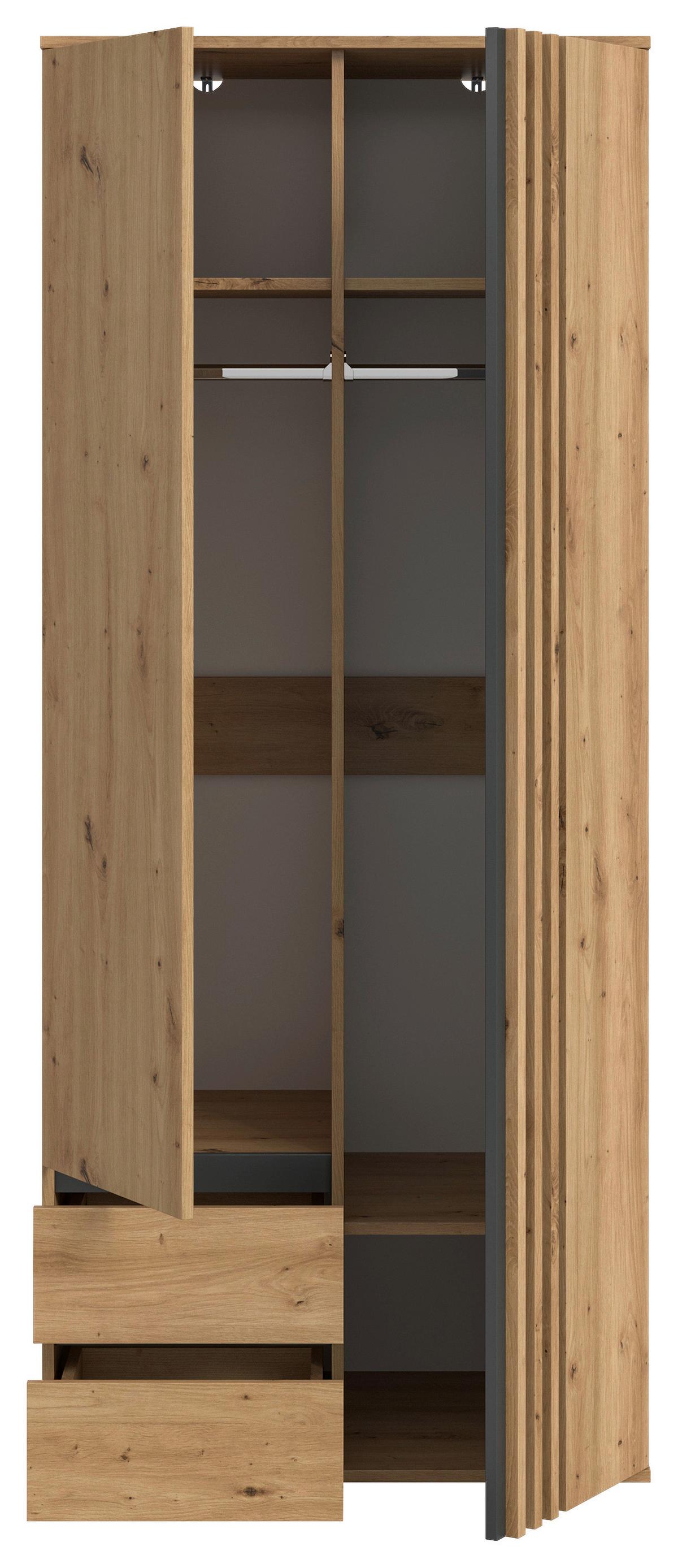Drehtürenschrank TOFTA Eiche Artisan, Anthrazit - Anthrazit/Eiche Artisan, ROMANTIK / LANDHAUS, Holzwerkstoff (80/192/56cm) - Livetastic