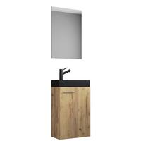 Kopalnica Za Goste Slito, Medeni Hrast, 3-Delno - srebrne barve/črna, Moderno, umetna masa/steklo (41cm) - MID.YOU