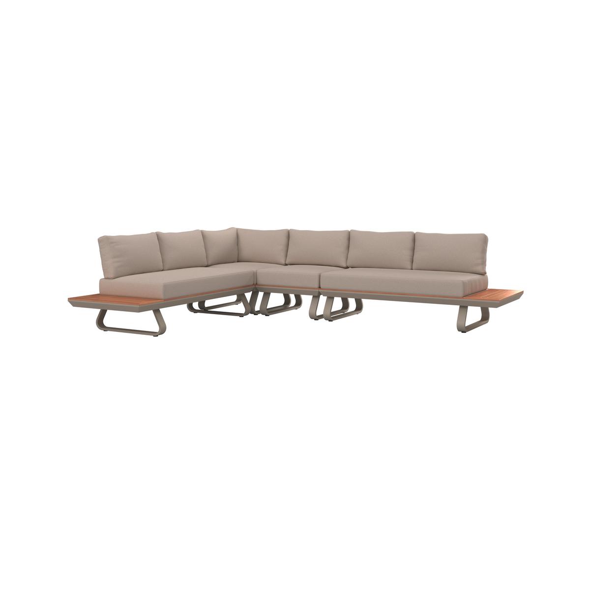 Dining-Loungeset Emma Creme Outdoorstoff/Polywood+Abd. - Creme/Hellgrau, MODERN, Kunststoff/Textil (248/318/72cm) - Bessagi Garden