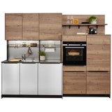 Einbauküche Inox/Structura in Eiche NB - Edelstahlfarben/Eichefarben, MODERN, Holzwerkstoff (270/180cm)