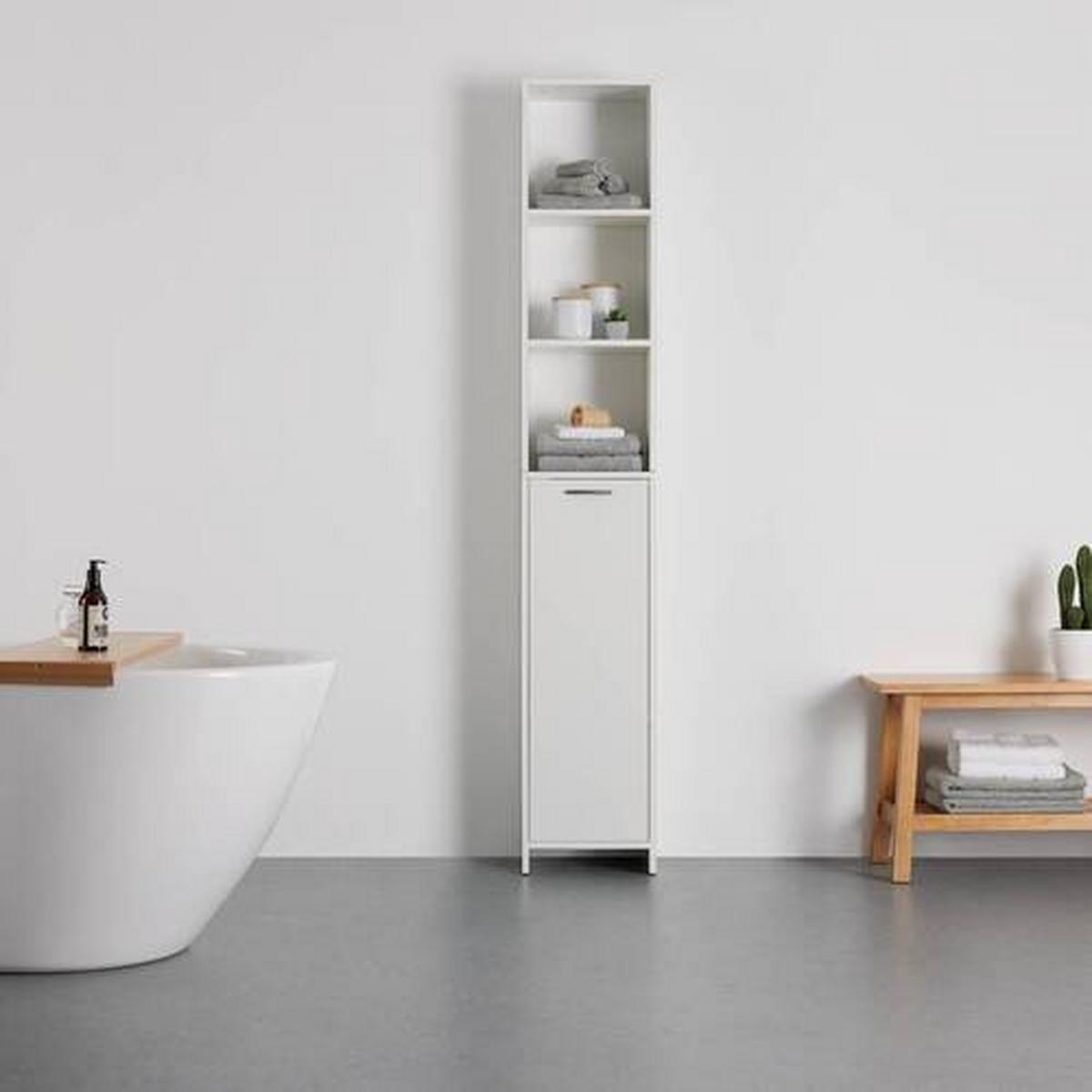 Hochschrank One in Weiss - Weiss/Grau, Modern, Holzwerkstoff/Kunststoff (33/195/21cm) - Mömax