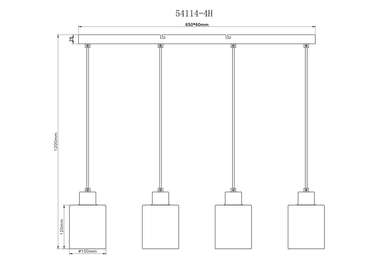 Függőlámpa 54114-4h Trent - fekete/szürke, Design, műanyag/üveg (70/10/120cm) - Globo