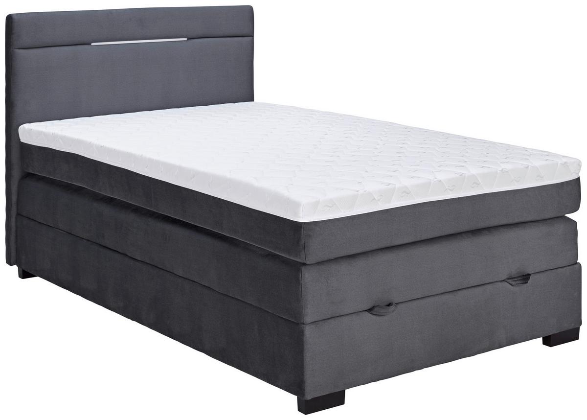Boxspring Krevet Tommy - boje grafita/tamno siva, Moderno, drvni materijal/tekstil (120/200cm) - Modern Living