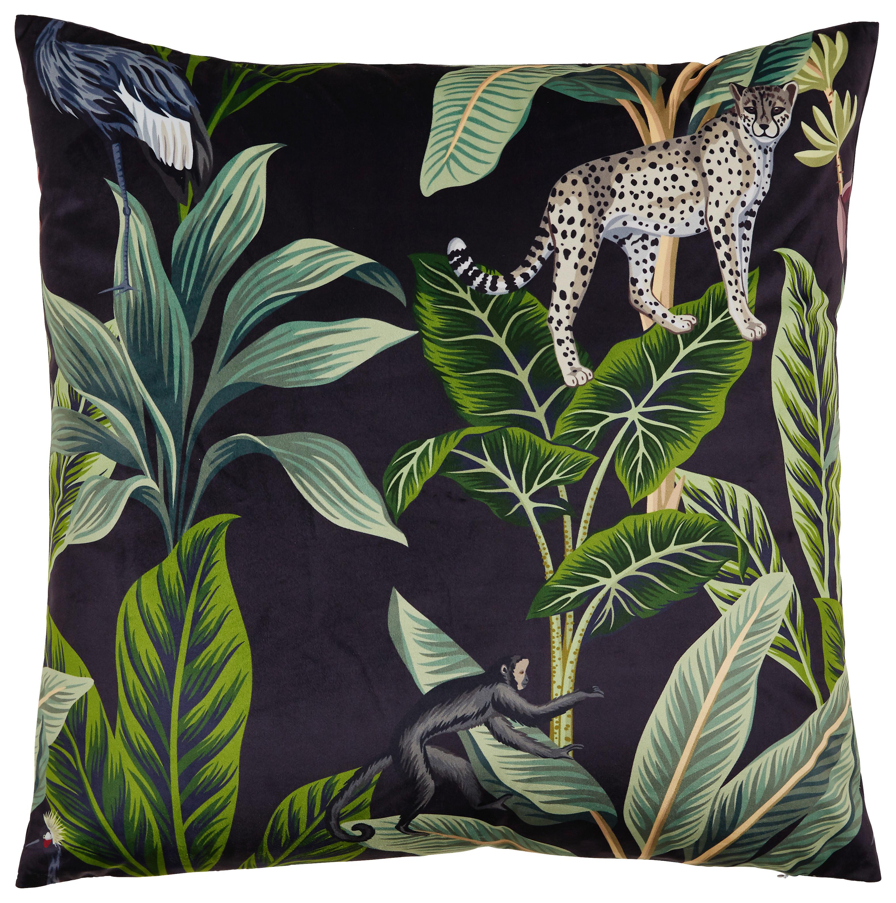 Zierkissen Junglelife in Bunt ca. 60x60cm - Schwarz, Konventionell, Textil (60/60cm) - Modern Living